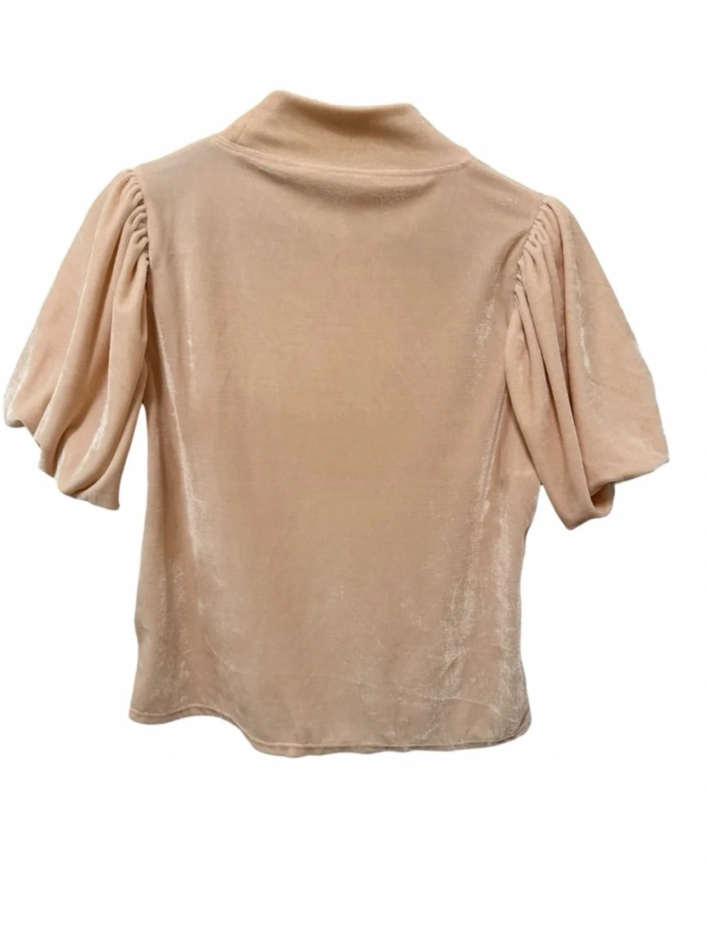 Free People Soft Puff Sleeve Mock Neck Top - Beige Sz Small